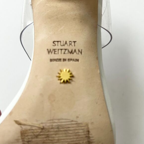 Stuart Weitzman Kristal Clear Heel Sandals in White Size 6.5 - Picture 8 of 8